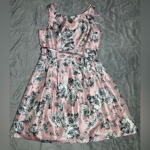J Howard Floral Pink and Gray Sleeveless Dress Size 14